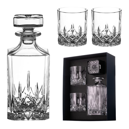 Diamante Dorchester Crystal Whiskey Decanter Set – 3 Pieces